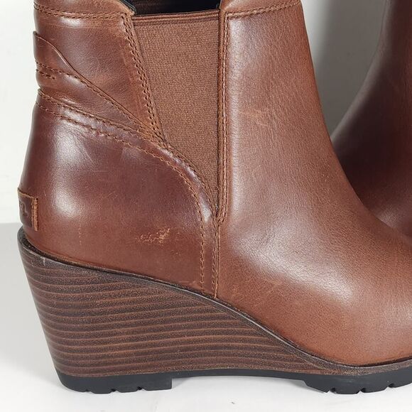 Sorel Women's After Hours US8,5 Brown Leather Wedge Ankle Chelsea Boots - Picture 15 of 15